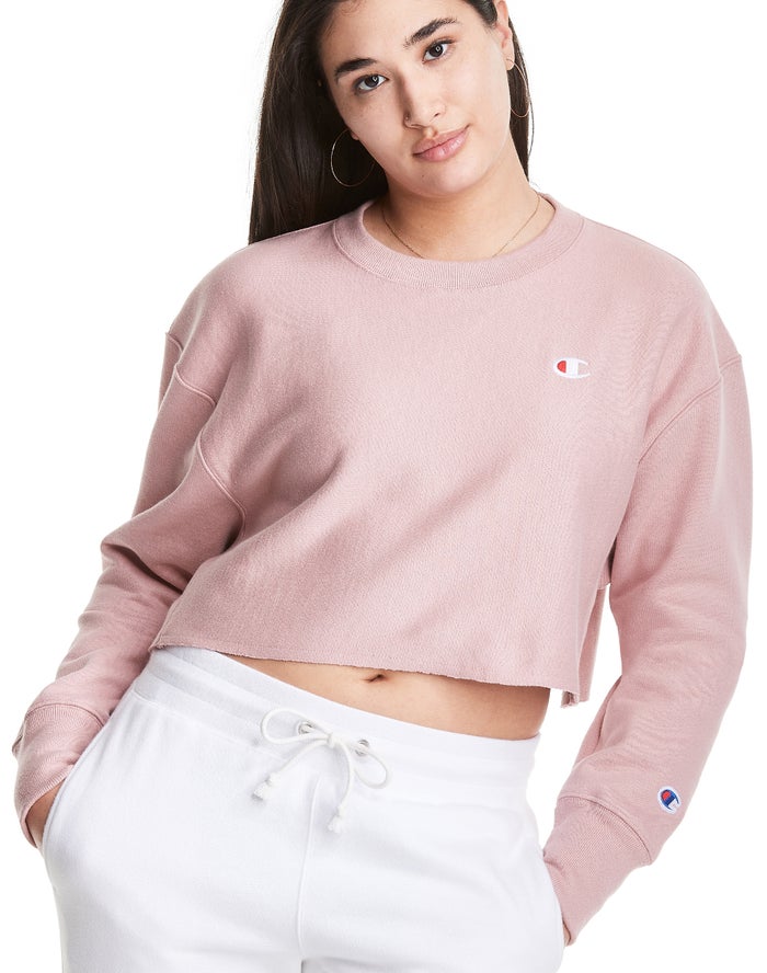 Champion Sweatshirt Dames - Beige - Reverse Weave Cropped Cut-Off Crew ( 209635-YJP )